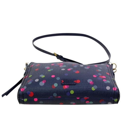 FOSSIL BLUE REAL COATED LEATHER POLKA DOT X-BODY SHOULDER BAG HANDBAG CLUTCH - Picture 7 of 16